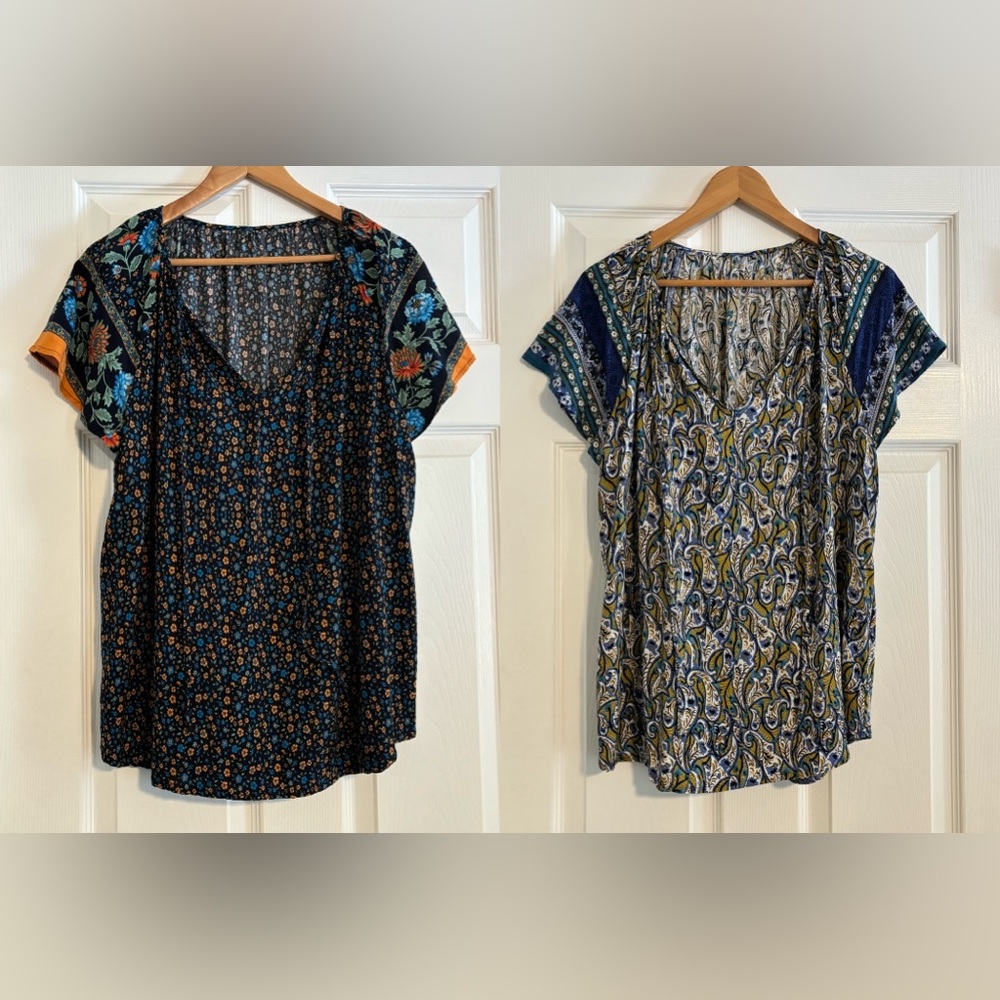 2 Boho loose fitting butterfly sleeve blouses from SHEIN